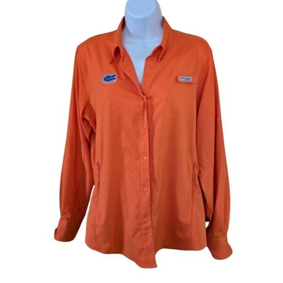 Columbia Womens Omni-Shade Long Sleeve NCAA Orange with Florida Gator logo - Picture 1 of 7